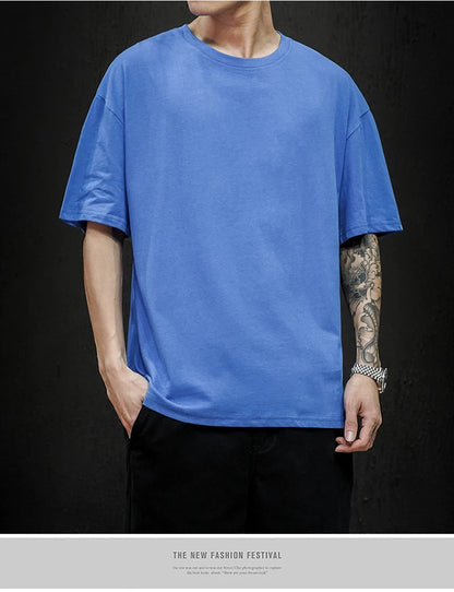 Summer Men's Oversized Cotton Tee – Hip Hop Streetwear T-Shirt