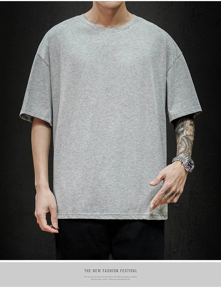 Summer Men's Oversized Cotton Tee – Hip Hop Streetwear T-Shirt