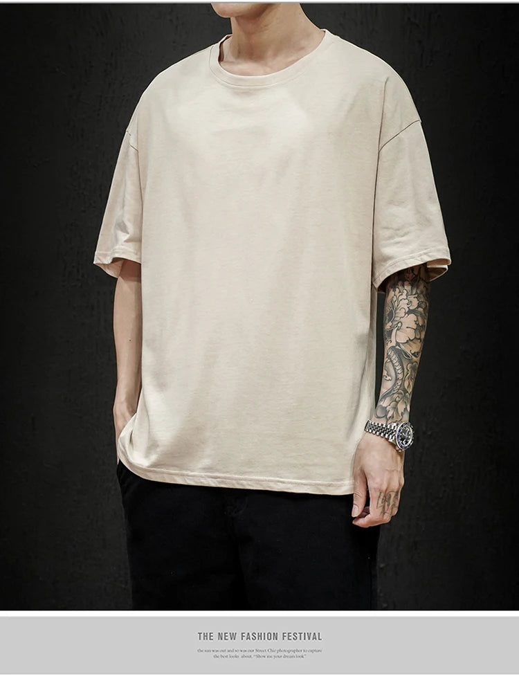 Summer Men's Oversized Cotton Tee – Hip Hop Streetwear T-Shirt