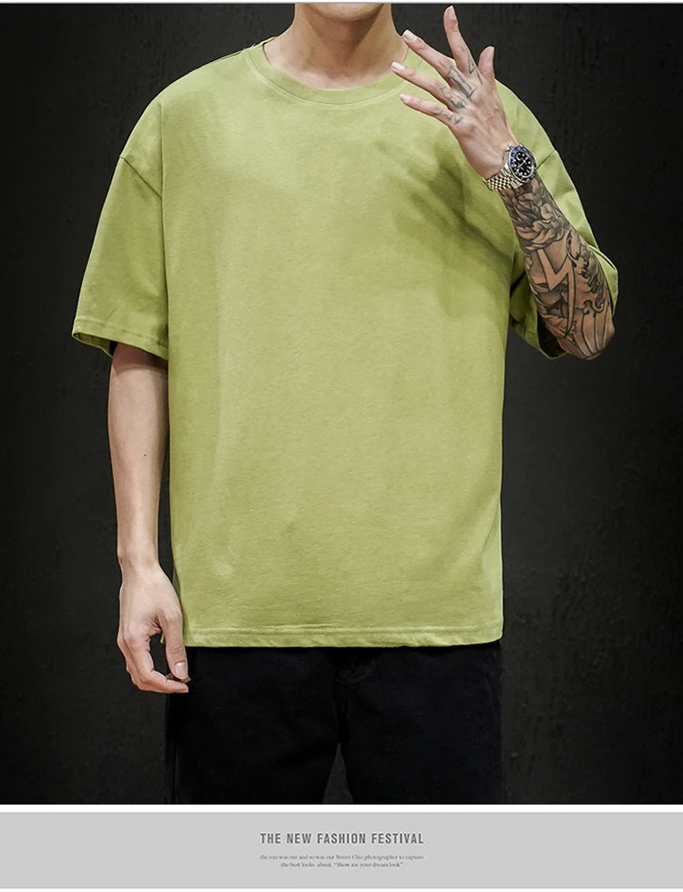 Summer Men's Oversized Cotton Tee – Hip Hop Streetwear T-Shirt