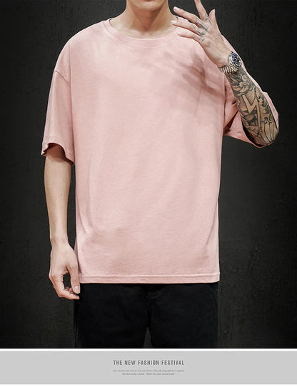 Summer Men's Oversized Cotton Tee – Hip Hop Streetwear T-Shirt