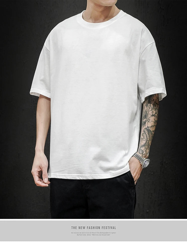 Summer Men's Oversized Cotton Tee – Hip Hop Streetwear T-Shirt