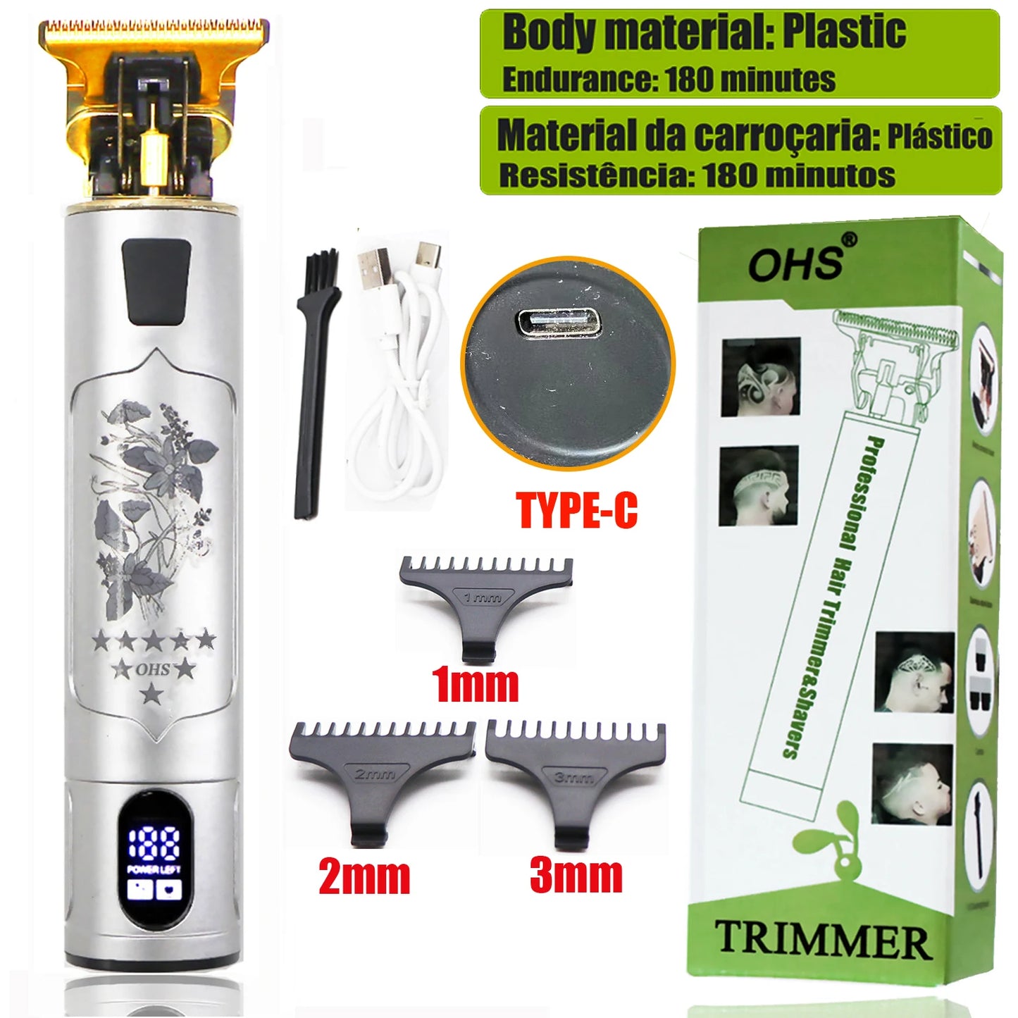 LCD T9 Clipper – 0mm Electric Barber Shaver & Trimmer