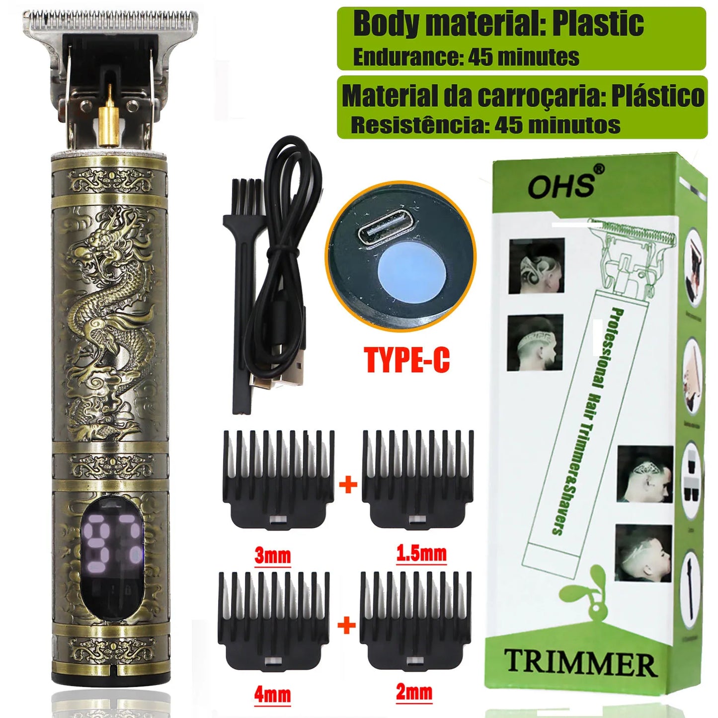 LCD T9 Clipper – 0mm Electric Barber Shaver & Trimmer