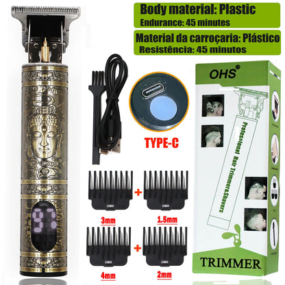 LCD T9 Clipper – 0mm Electric Barber Shaver & Trimmer